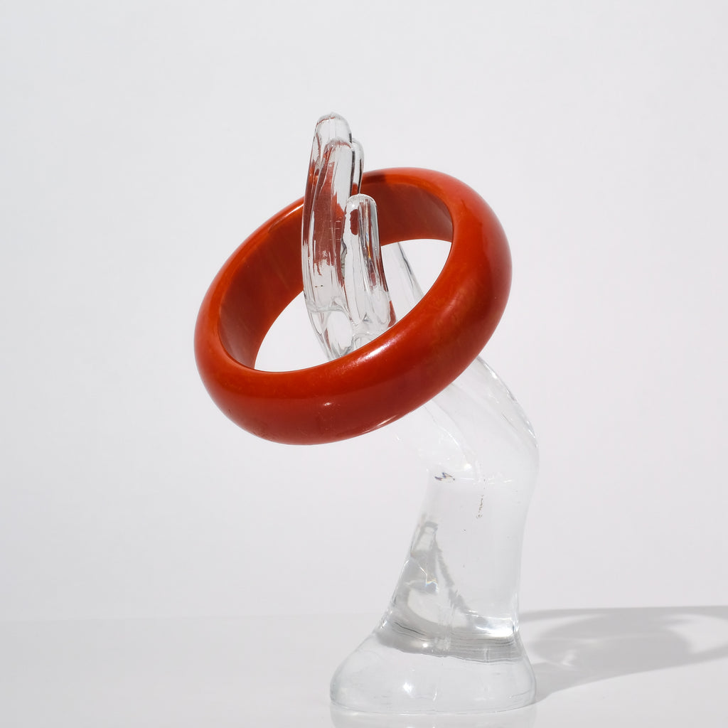 Vintage Bakelite Bangle Bracelet — Marbled Burnt Orange | circa 1940s–1950s