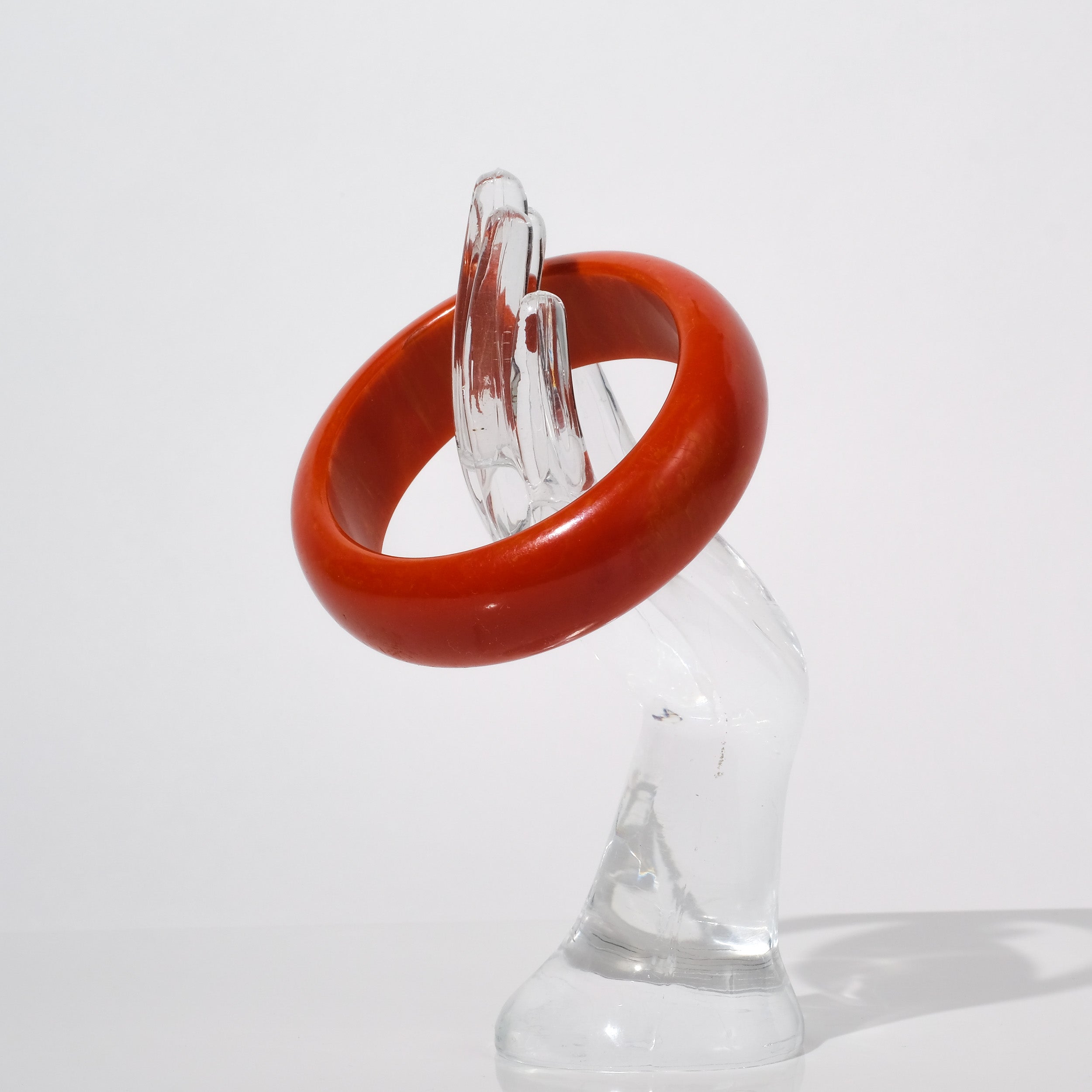 Vintage Bakelite Bangle Bracelet — Marbled Burnt Orange | circa 1940s–1950s