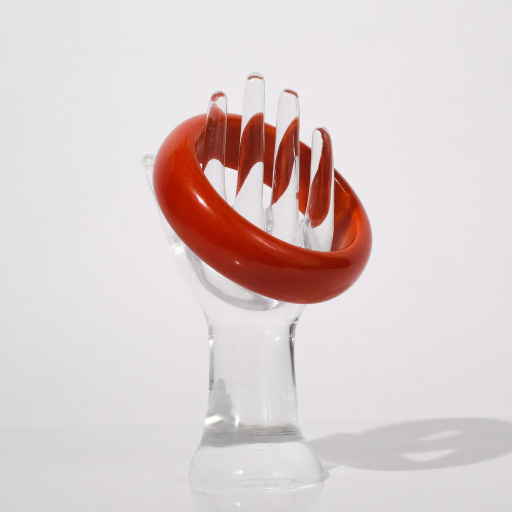 Vintage Bakelite Bangle Bracelet — Marbled Burnt Orange | circa 1940s–1950s