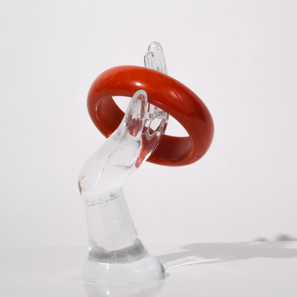 Vintage Bakelite Bangle Bracelet — Marbled Burnt Orange | circa 1940s–1950s