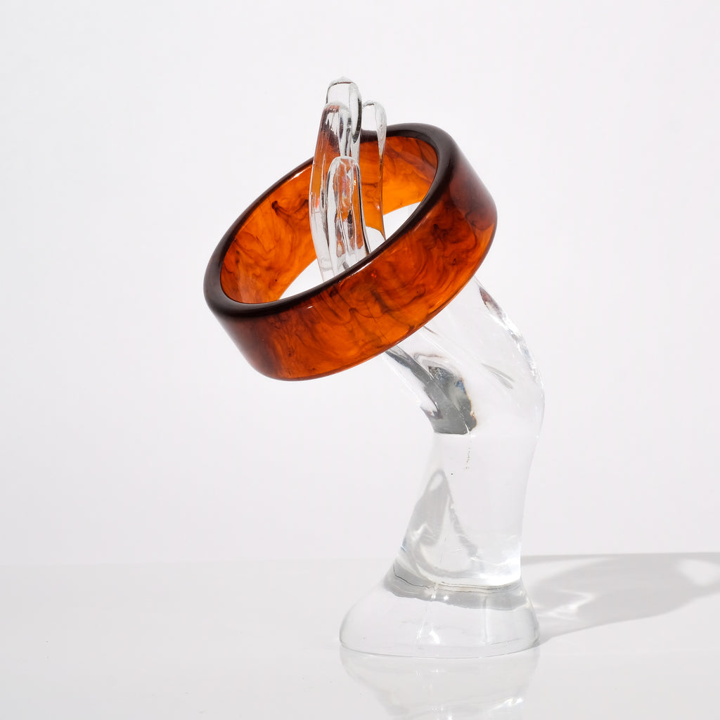 Vintage Bakelite Bangle Bracelet — Translucent Tortoise | circa 1940s–1950s