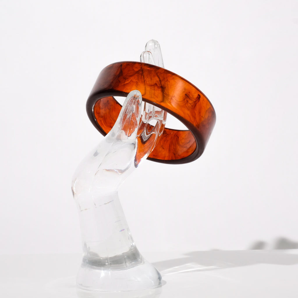 Vintage Bakelite Bangle Bracelet — Translucent Tortoise | circa 1940s–1950s
