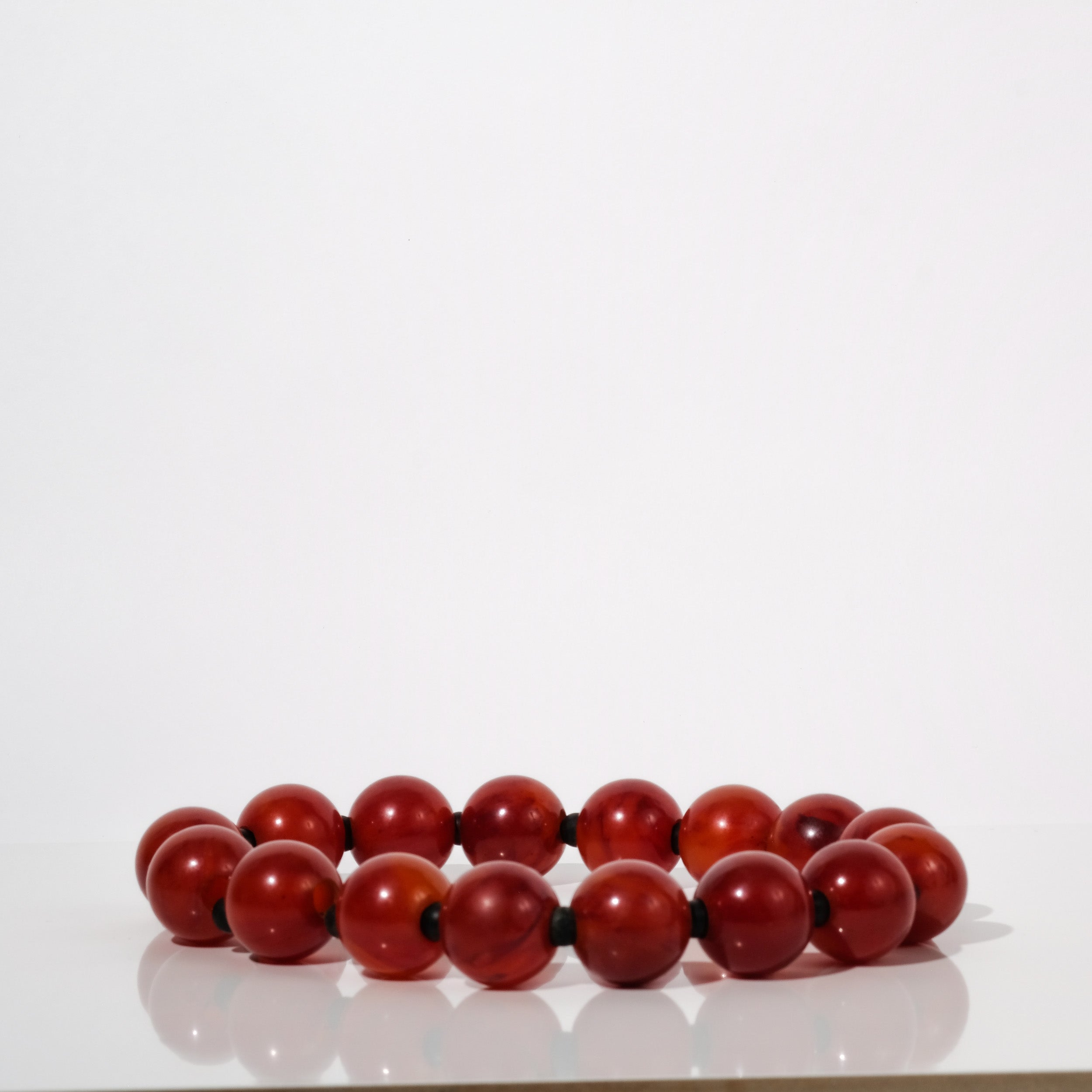 Vintage Bakelite Round Bead Necklace — Deep Amber | circa 1940s–1950s
